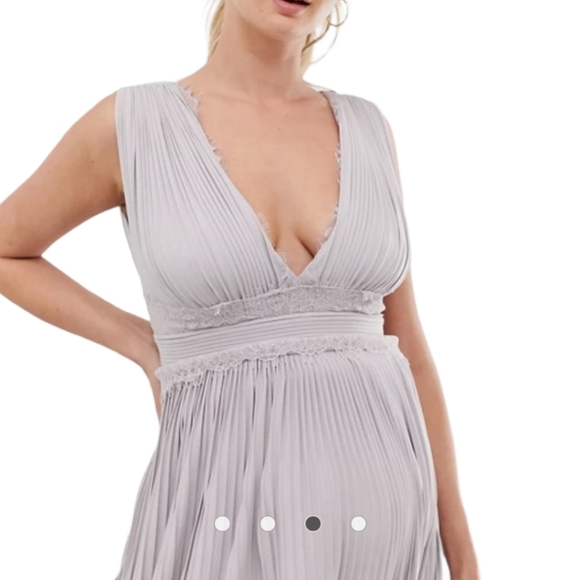 Asos maternity lace insert pleated midi dress gown - Picture 5 of 13